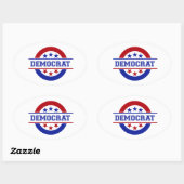 民主党スタンプのロゴブルー 楕円形シール (シート)