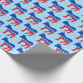 民主党ロバかわいい青い政治パターン ラッピングペーパー (角)