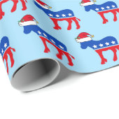 民主党ロバ・サンタかわいい政治クリスマス ラッピングペーパー (ロールコーナー)