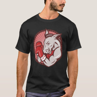 民主党員のろばのマスコットのボクサーのボクシングのレトロ Tシャツ