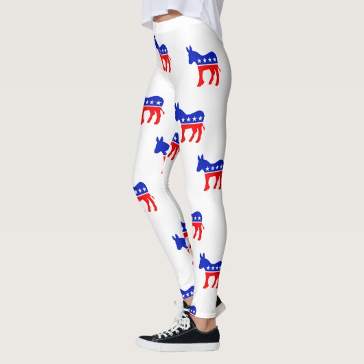 民主党員のろばの記号の赤く白くおよび青のレギンス レギンス (左)