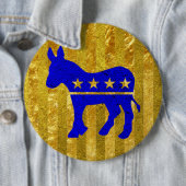 民主党員のろばの青の金ゴールド 缶バッジ (インサイチュ)