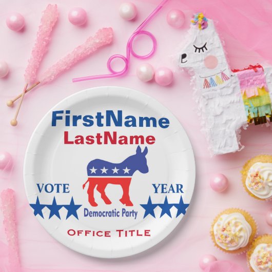 民主党員のカスタムなキャンペーンテンプレート ペーパープレート (パーティー)