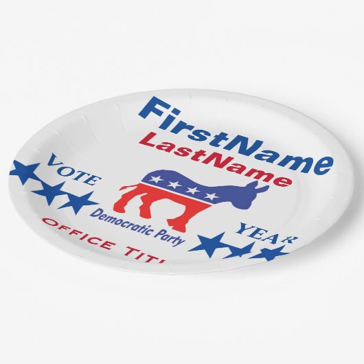 民主党員のカスタムなキャンペーンテンプレート ペーパープレート (アングル)