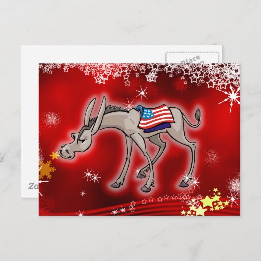 民主党員のクリスマス シーズンポストカード (正面/裏面)