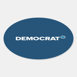 民主党員のステッカー 楕円形シール
