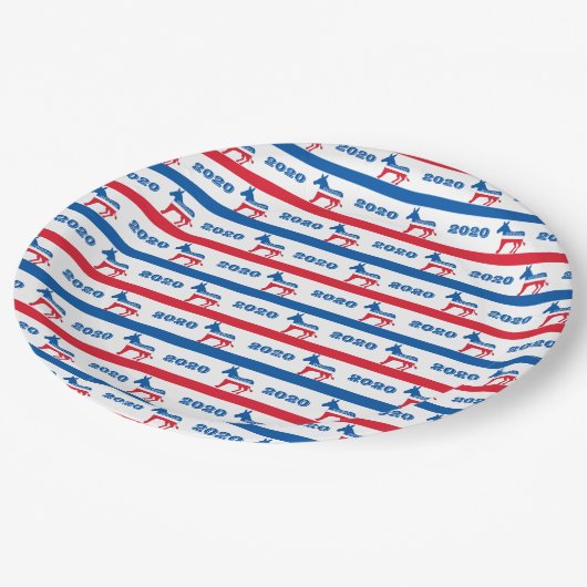 民主党員の愛国心が強い2020年のろばは縞で飾ります ペーパープレート (アングル)