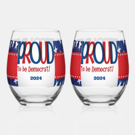 民主党員誇りを持ったになる ステムなしワイングラス