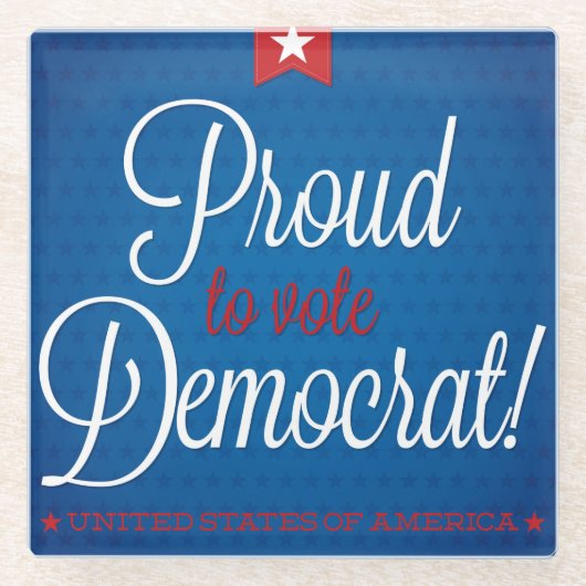 民主党員 ガラスコースター (正面)