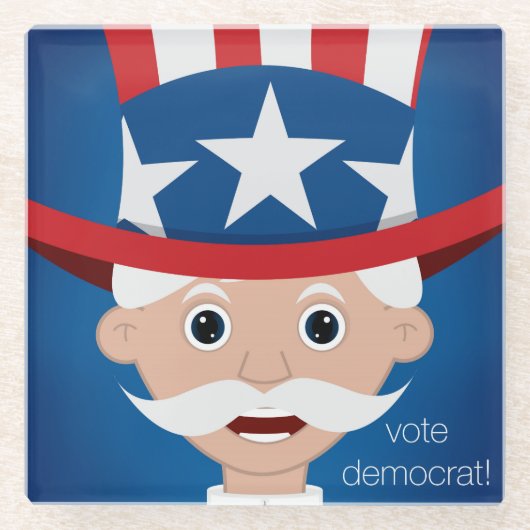 民主党員 ガラスコースター (正面)