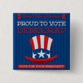 民主党員 缶バッジ (正面)