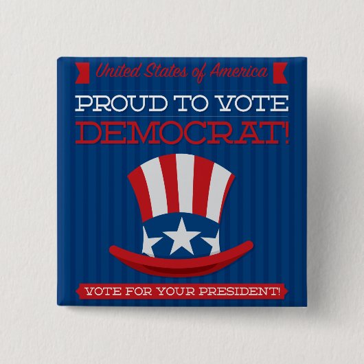 民主党員 缶バッジ (正面)