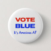 民主党政権の赤青のユーモアに投票すおもしろいる 缶バッジ (正面)