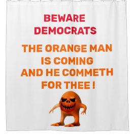 民主党警告のリングや輪 シャワーカーテン