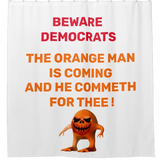 民主党警告のリングや輪 シャワーカーテン (正面)