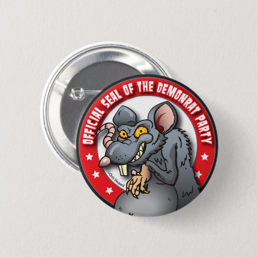 民主党赤鬼パーティー公式シール 缶バッジ (正面&裏面)