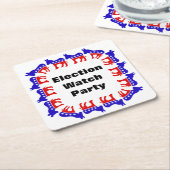 民主党選挙監視パーティー スクエアペーパーコースター (アングル)