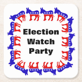 民主党選挙監視パーティー スクエアペーパーコースター