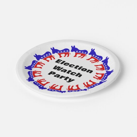 民主党選挙監視パーティー ペーパープレート (アングル)