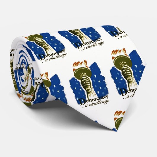 民主化が挑戦し、自由の聖火を掲げたポスター ネクタイ (ロール)