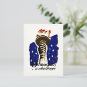 民主化が挑戦し、自由の聖火を掲げたポスター ポストカード (スタンド正面)