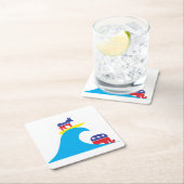 民主的なロバがブルーウェーブに乗り込む スクエアペーパーコースター (インサイチュ)