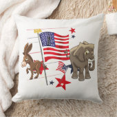 民主的なロバと共和党のゾウがパイを投げる クッション (ブランケット)