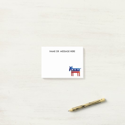 民主的なロバの名前をカスタムするまたはメッセージ ポストイット (デスク上)