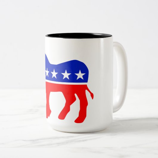 民主的パーティー政治エンブレム(ロバ) ツートーンマグカップ (正面右)