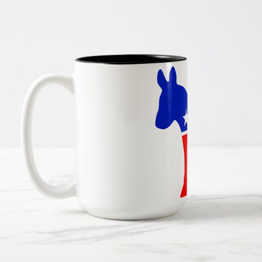 民主的パーティー政治エンブレム(ロバ) ツートーンマグカップ (左)