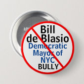 民主的法案デブラシオNYC市長または編集市長 缶バッジ (正面&裏面)