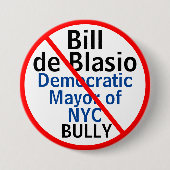 民主的法案デブラシオNYC市長または編集市長 缶バッジ (正面)
