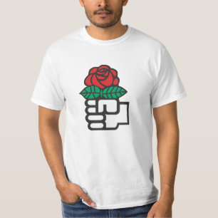 民主社会主義(握りこぶしおよびばら色の記号) Tシャツ