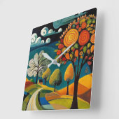 民俗な田舎 スクエア壁時計 (傾斜)