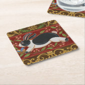 民俗ウサギ スクエアペーパーコースター (アングル)