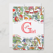 民俗カラフルベビーヴィンテージ鳥類シャワー 招待状 (裏面)