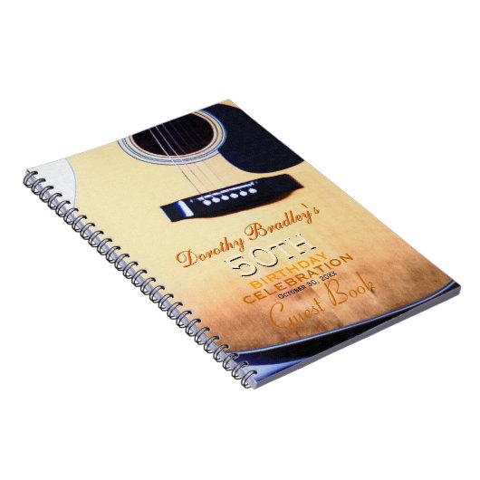 民俗ギターの第50誕生日のパーソナライズな来客名簿 ノートブック (右側)