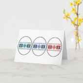 民俗デザインのイースターエッグ カード (黄色い花)