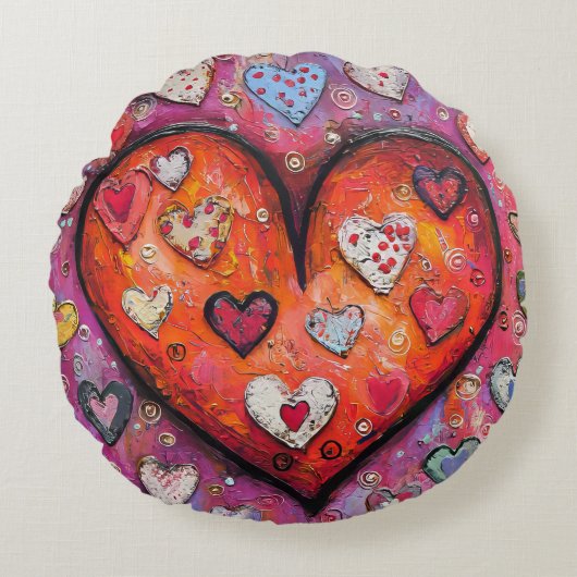 民俗ハート ラウンドクッション (正面)