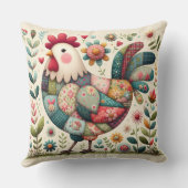 民俗パッチワークの花飾り付き雄鶏 クッション (裏面)