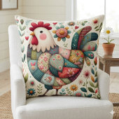 民俗パッチワークの花飾り付き雄鶏 クッション