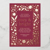 民俗フローラフレーム居心地の良い明るい秋のパーティー 箔シーズンカード (正面)