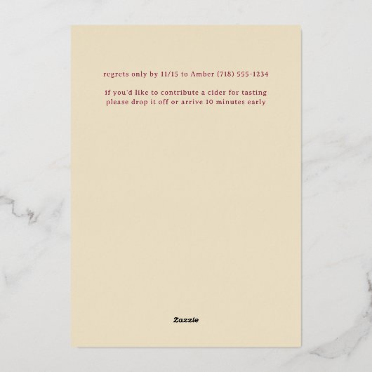 民俗フローラフレーム居心地の良い明るい秋のパーティー 箔シーズンカード (裏面)