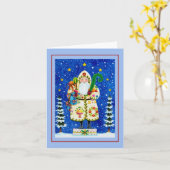 民俗初期のボルチモアキルト父クリスマス カード (黄色い花)