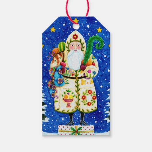 民俗初期のボルチモアキルト父クリスマス ギフトタグ (正面)