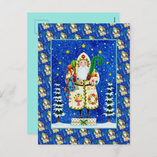 民俗初期のボルチモアキルト父クリスマス シーズンポストカード (正面/裏面)