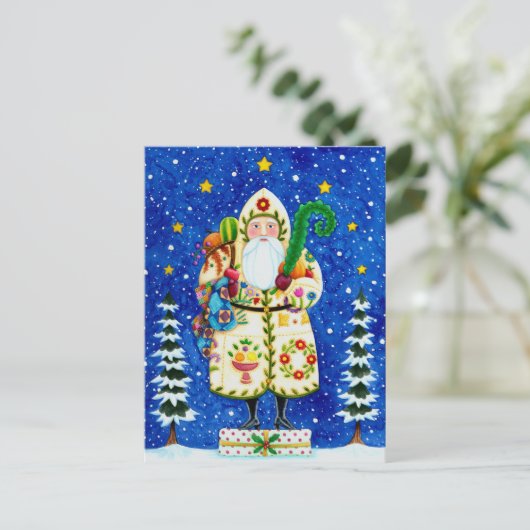 民俗初期のボルチモアキルト父クリスマス シーズンポストカード (スタンド正面)