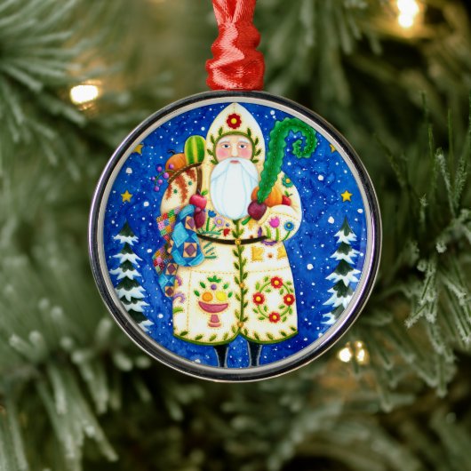 民俗初期のボルチモアキルト父クリスマス メタルオーナメント (ツリー)