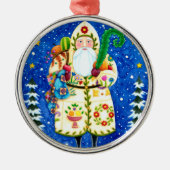 民俗初期のボルチモアキルト父クリスマス メタルオーナメント (正面)