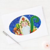 民俗初期のボルチモアキルト父クリスマス 楕円形シール (封筒)